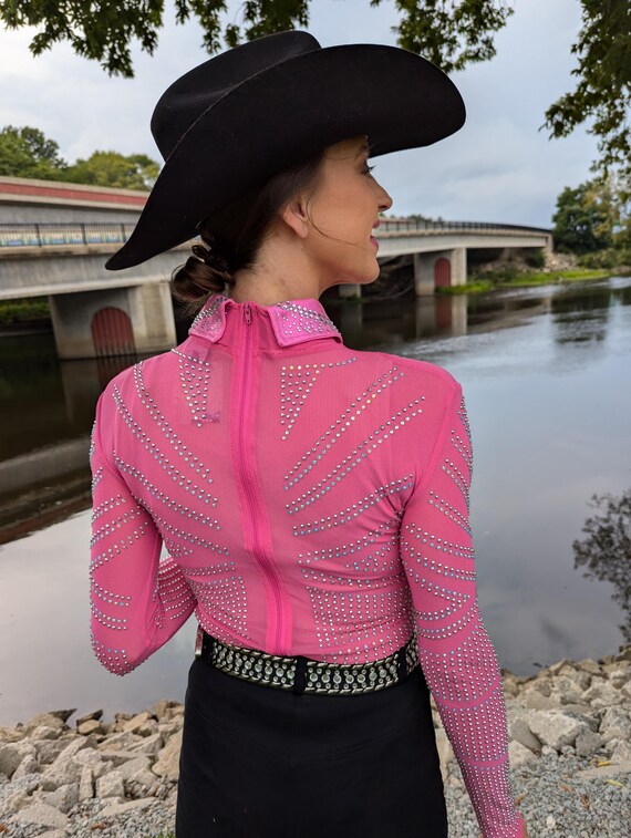 Bright Pink Eras Western Show Top - Women's Horse Show Shirt