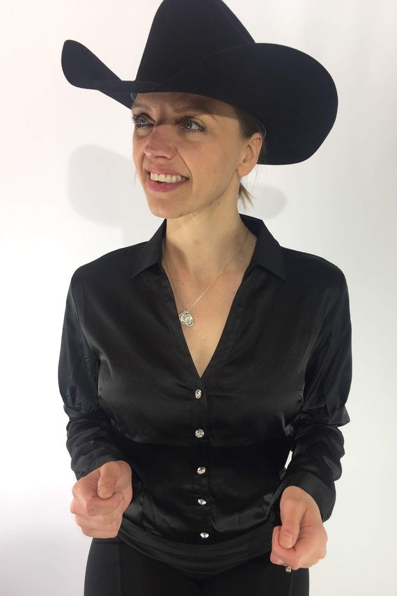 black satin button up