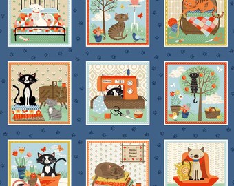 Ab 5,10Euro 17,-EUR/m Patchworkstoff Crafty Cats "Labels"  Baumwollstoff Patchwork Nähen Quilten Kinder Tiere