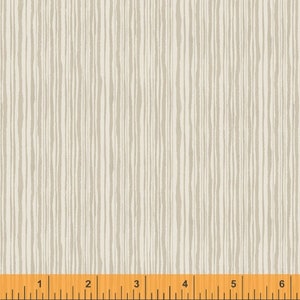 Könnte beinhalten: Nahaufnahme eines weißen Stoffes mit einem dezenten, hellbraunen Streifenmuster. Der Stoff wird mit einem Lineal gemessen und zeigt eine Länge von 15,24 cm.