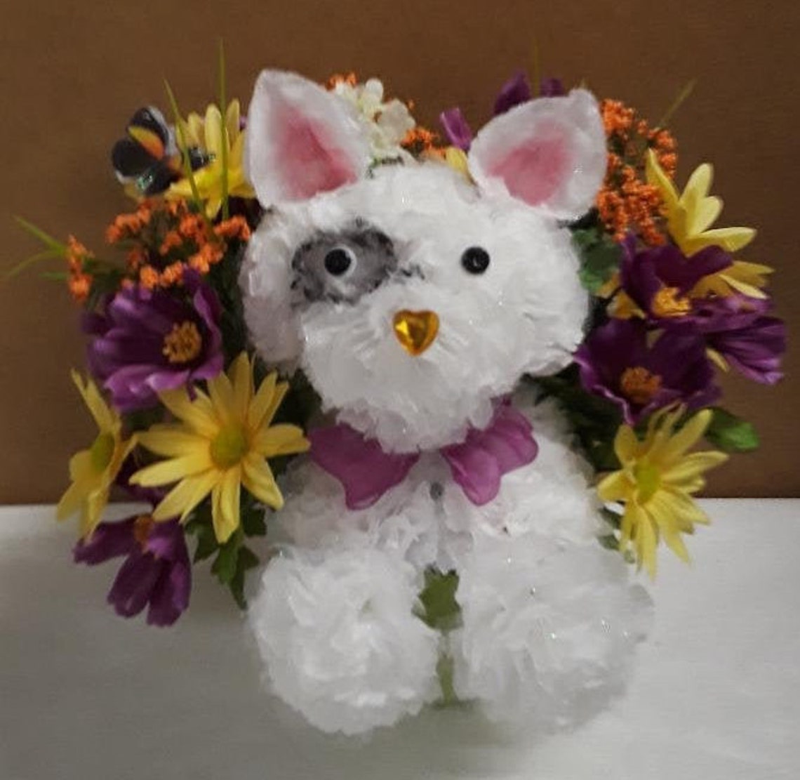 Scented Carnation Flower Dog Arrangement Handcrafted Etsy