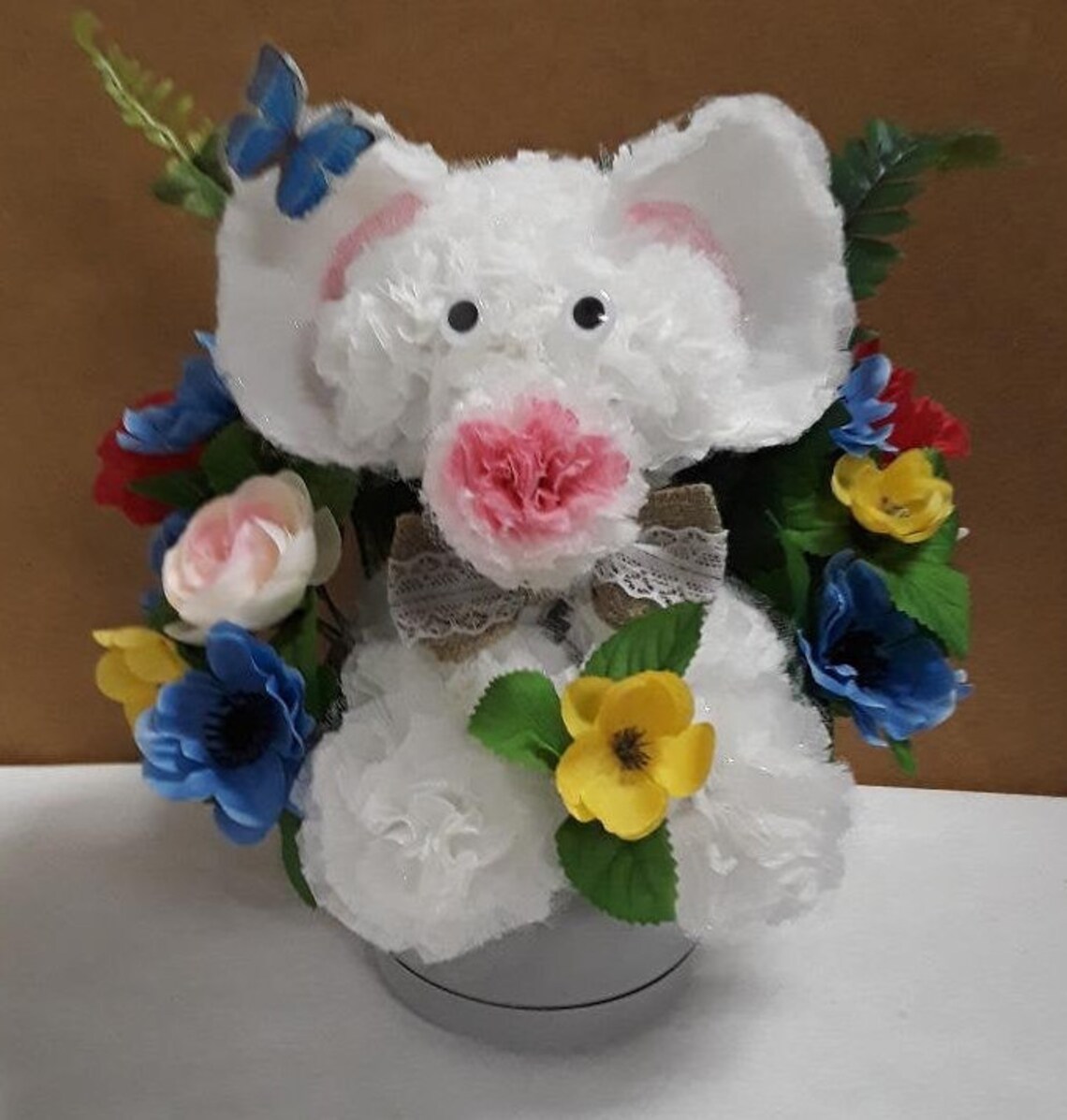 Scented Carnation Flower Elephant Arrangement Handcrafted | Etsy