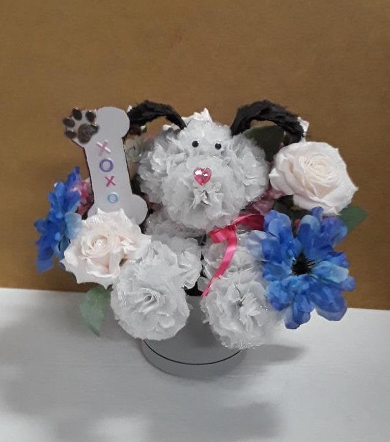 Scented Carnation Flower Dog Arrangement Handcrafted Etsy