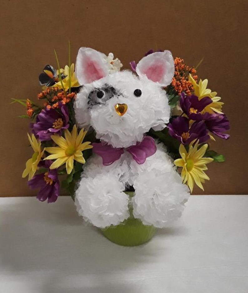 Scented Carnation Flower Dog Arrangement Handcrafted Etsy