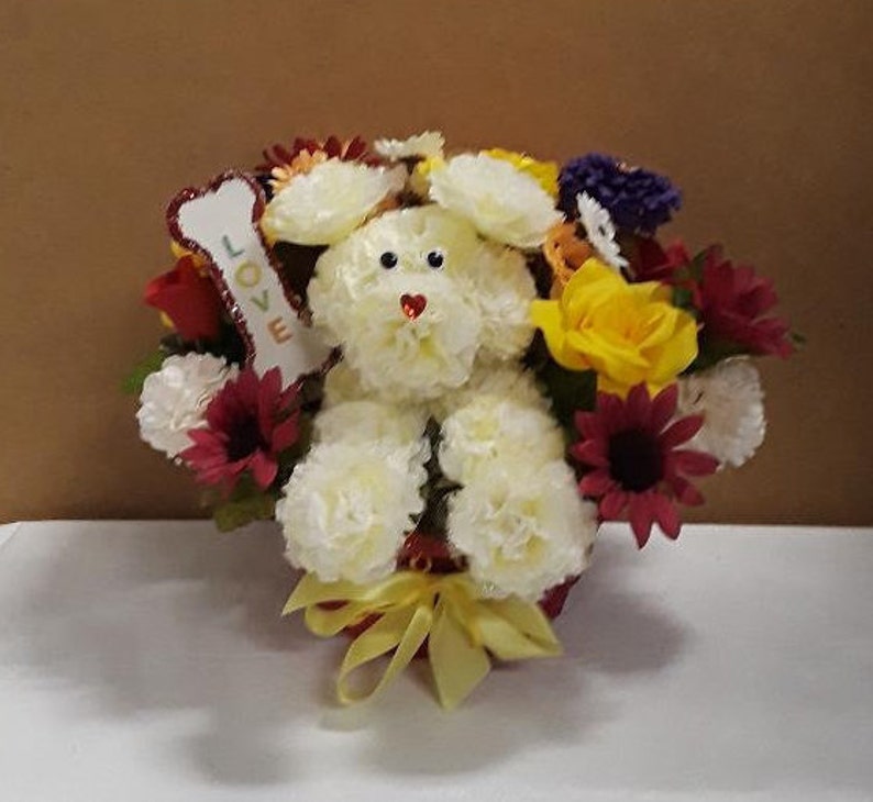 Scented Carnation Flower Dog Arrangement Handcrafted Etsy