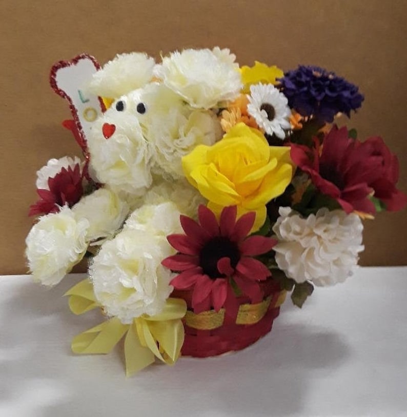 Scented Carnation Flower Dog Arrangement Handcrafted Etsy