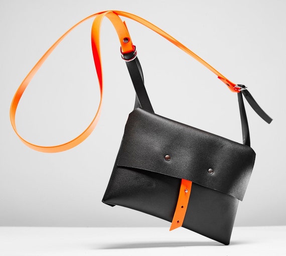 orange leather bag