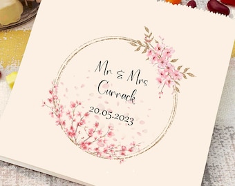 Personalised Cherry Blossom Wedding Favour sweet Bags: Candy Cart Bags