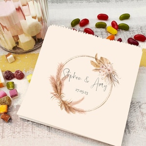 Personalised wedding sweet bags/Candy cart favour bags/wedding sweet bags/wedding favour gift/boho/pampas theme