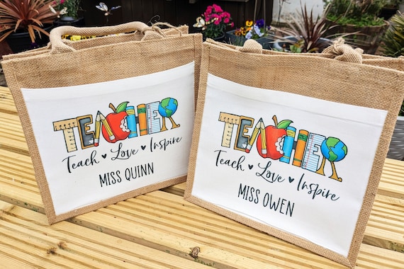 Personalised Thank You Teacher Jute Bag Teachers Essentials Jute