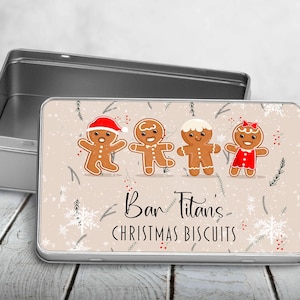 Personalised Christmas Biscuit Tin: Gingerbread Design, Family Gift