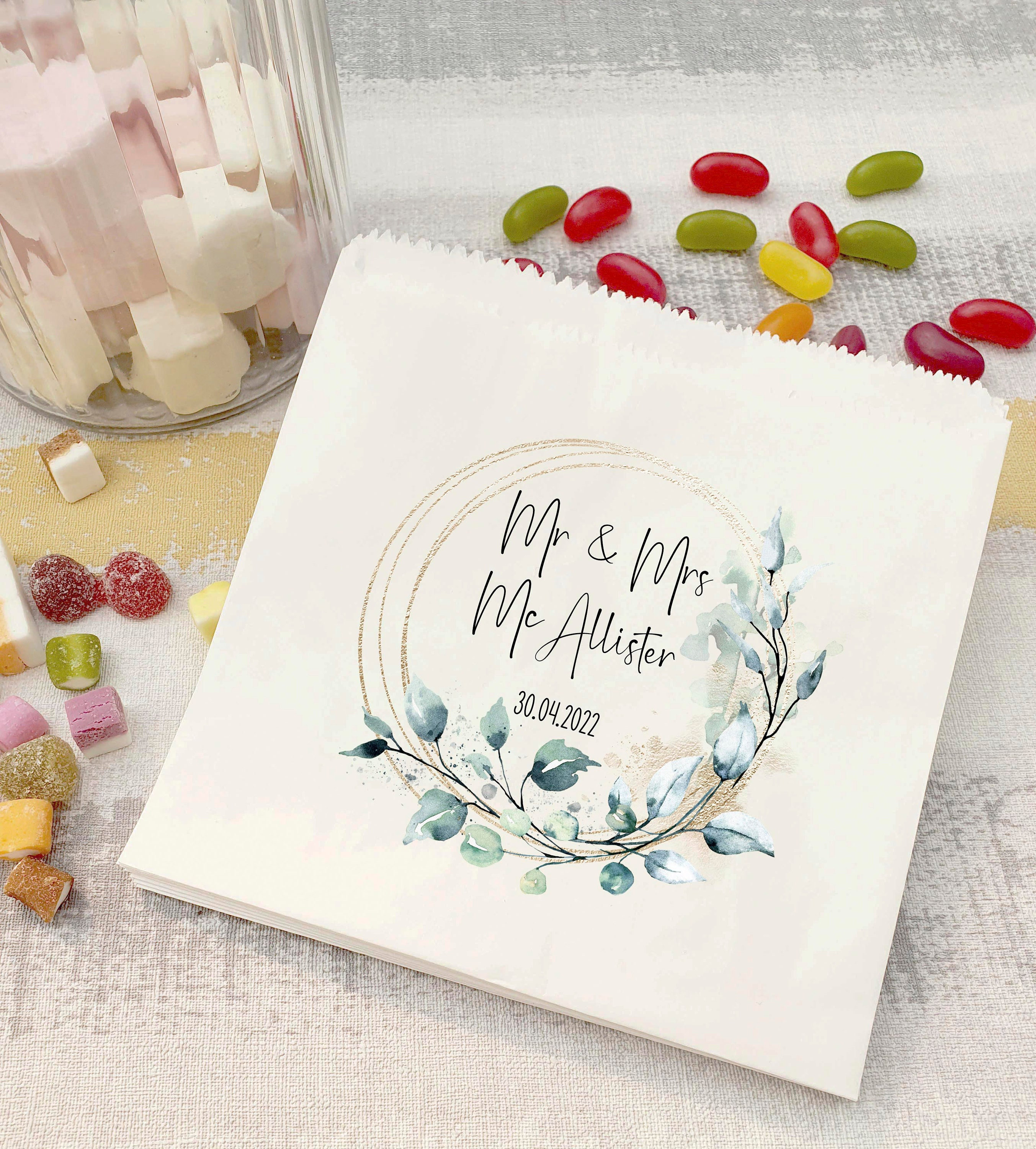 Sweetie Personalised Wedding Sweet Candy Cart Favour Bags Love Hearts 