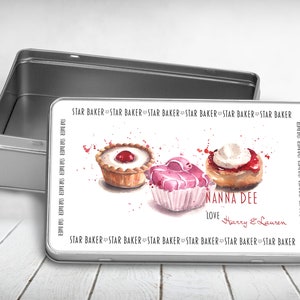 Personalised Cake Tin: Star Baker Design, Kitchen Storage, biscuit tin