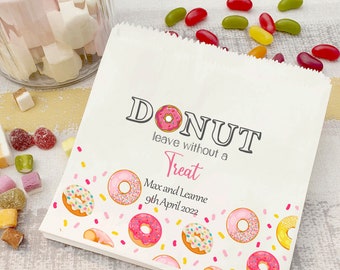 Personalised wedding Donut bags/ Doughnut bags/sweet/sweetie candy cart favour bags Donut leave without a treat Donut pattern