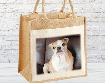 Personalised photo jute shopping bag/shopping bag/jute bag/add your own photo/photo gift bag/