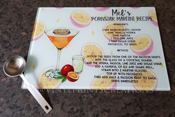 GLASS WORKTOP SAVER CHOPPING BOARD PERSONALISED WITH YOUR NAME DRAWING ETC