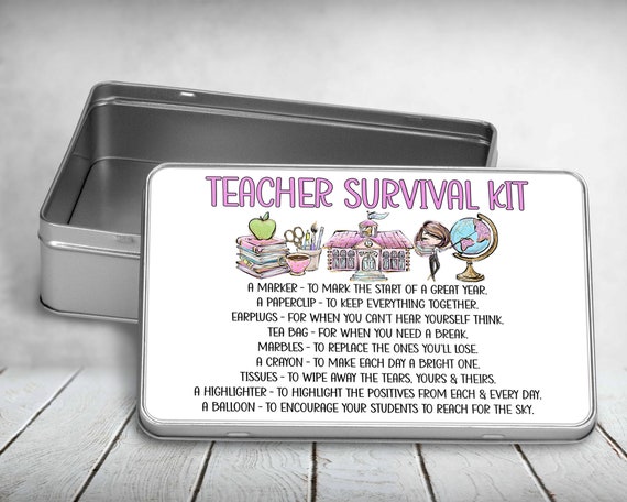 Teacher Survival Kit Tin/ Teacher Gift/ Storage Tin/ School - Etsy UK