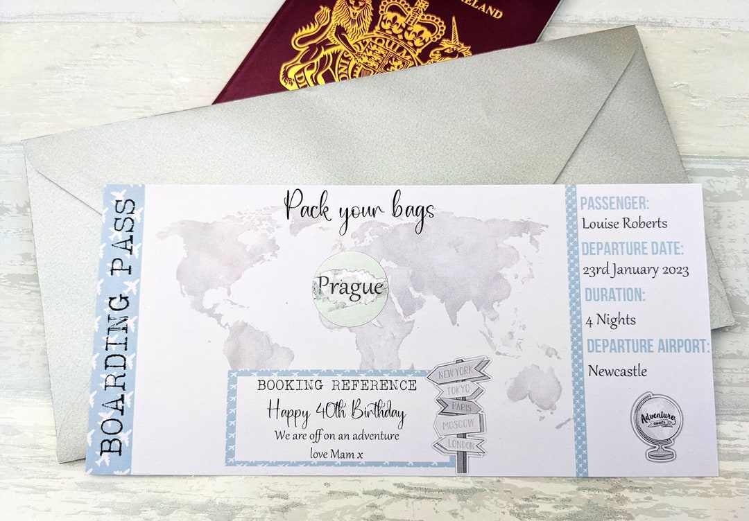 Personalised Surprise Holiday Reveal Card/fake Boarding Etsy