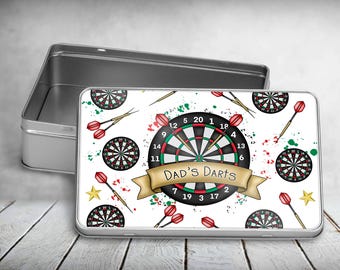 Personalised Darts Storage Tin, Stainless Steel Darts Case