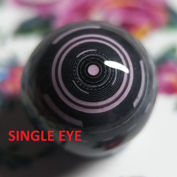 SINGLE BJD Eye 12mm "pink cyborg" black sclera / with handle