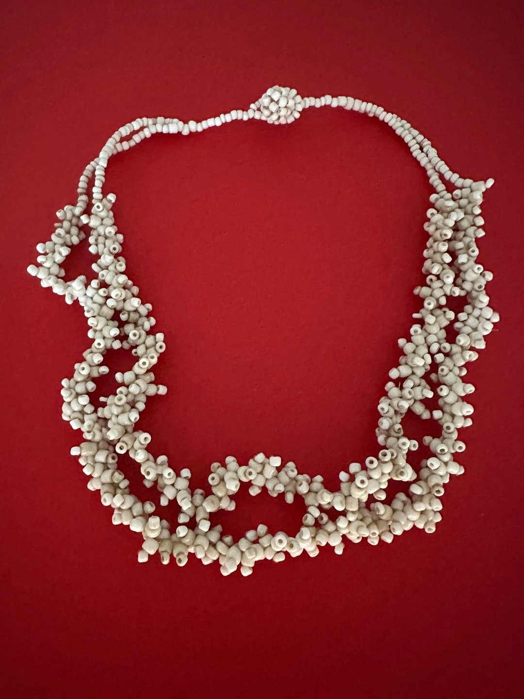 Vintage Glass Bead Necklace Boho Hippie Girl Style and Design Made From Handmade Glass Bead Art