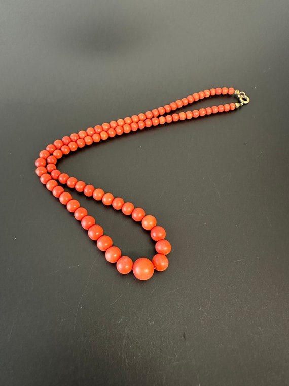 Real coral pearl necklace Vintage 1930s beautiful… - image 9