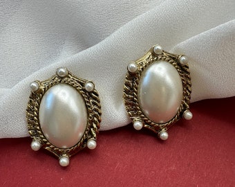 Boucles d’oreilles clip en fausse perle belles boucles d’oreilles clip vintage ovales