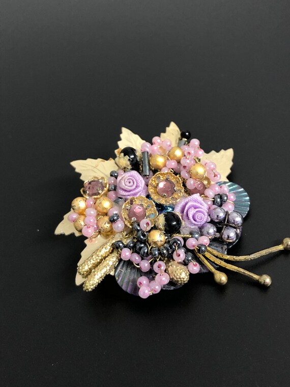 Rose Blossom Brooch Beautiful, Floral Vintage Flo… - image 7