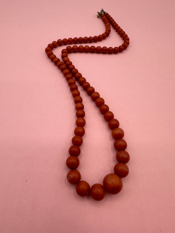 Real coral pearl necklace Vintage 1930s beautiful… - image 5