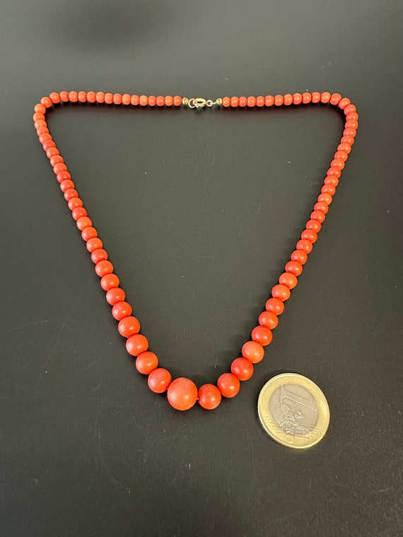 Real coral pearl necklace Vintage 1930s beautiful… - image 3