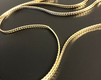 Gold plated necklace flat fitting vintage 1980s matinée chain