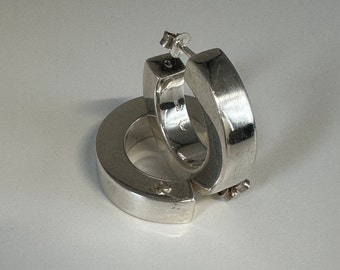 Sterling Kreolen Ohrringe 925er echt Silber 2.8 cm Ø, breite, schwere Creolen Ohrstecker Ohrringe - zusammen 22 Gramm schwer!