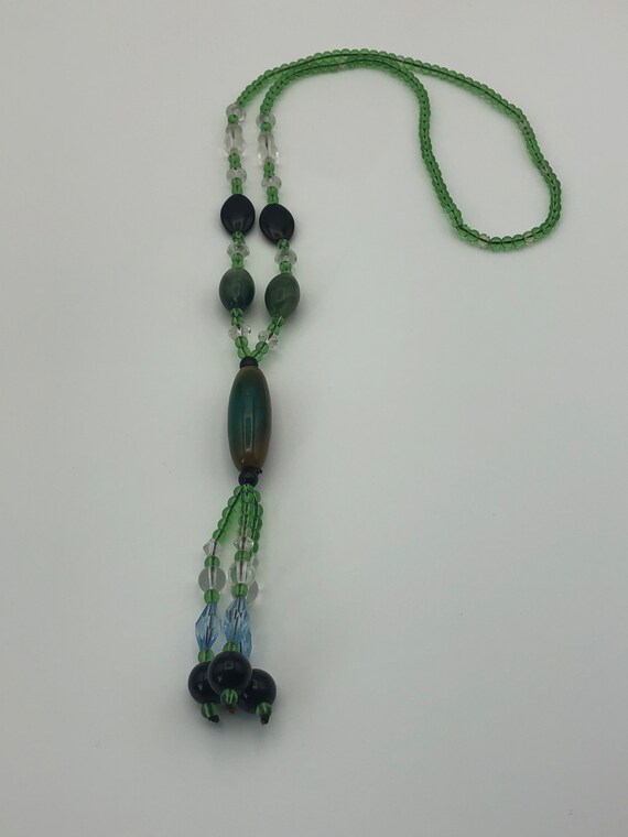 Jade Beads and Glass Beads Lariat Necklace Wonder… - image 5