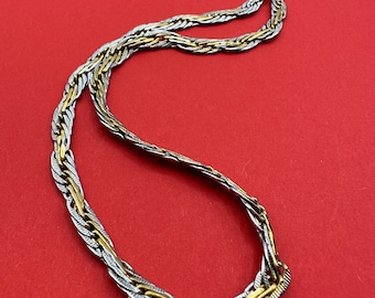 Hochwertige Vintage Halskette vergoldet und versilbert geflochtenes Design