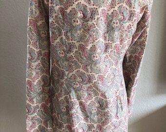 SISLEY Paisley Bluse Vintage Damen Shirtkleid Kleid Tunika aus Baumwolle