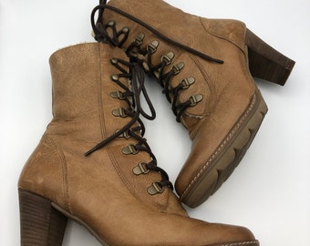 Lace-up ankle boots Women's boots Boots by Paul Green Munich lined inside for autumn and winter camel color genuine leather