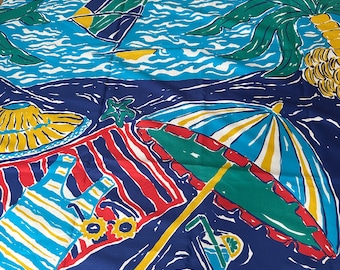 Sarong paréo tissu vintage beachwear grand foulard robe de plage ou jupe de plage à nouer 180 x 155 cm