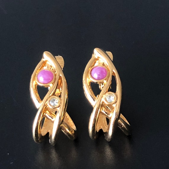 Glass Beads Rhinestone Earrings Elegant and Beaut… - image 3