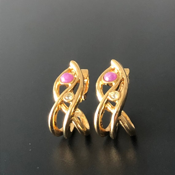 Glass Beads Rhinestone Earrings Elegant and Beaut… - image 1
