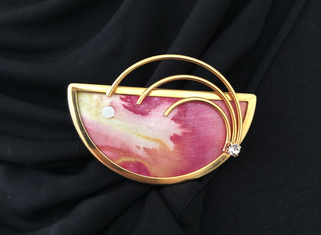 Broche Cœur Nina Ricci Des Années 60/70 - Métal Doré & Strass - Vintage