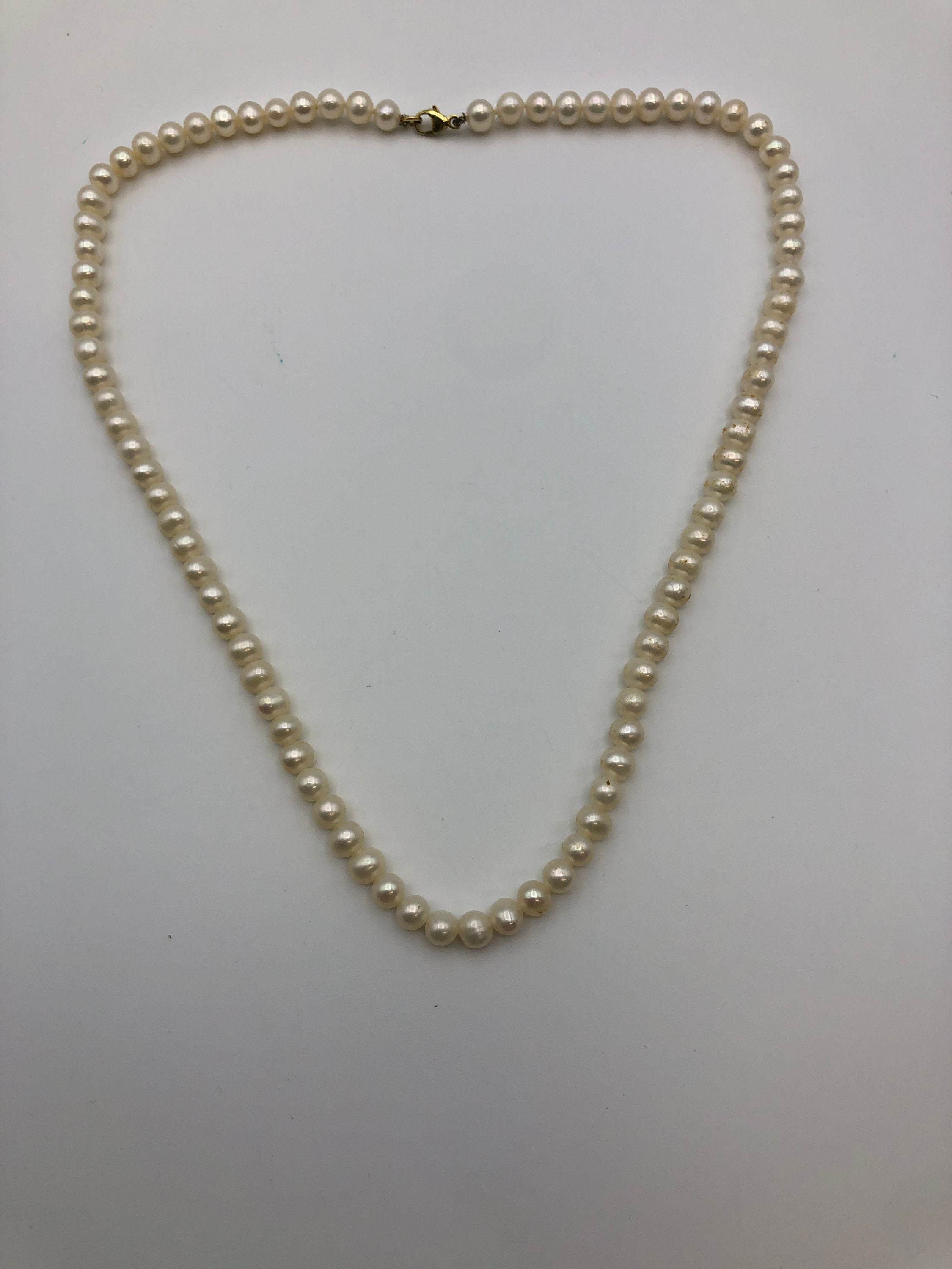 Real White Pearl Necklace Petite Classic Elegant 585 Real Etsy