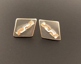 Braided design earrings Enamelled surface high-quality vintage ear studs