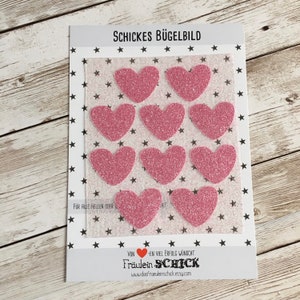 Bügelbild 10 Herzchen, Glitzerherzen