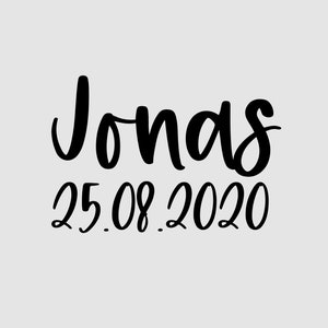 Könnte beinhalten: Schwarz-weißer handgeschriebener Text mit der Aufschrift "Jonas 25.08.2020".