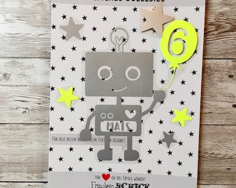 Iron-on picture robot XL, iron-on picture birthday