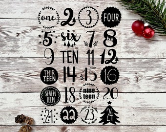 iron on advent calendar numbers, Zahlen Aventskalender zum aufbügeln, englisch