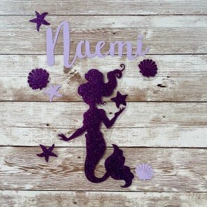 Iron-on image with desired name and mermaid, easy to iron on, school enrollment