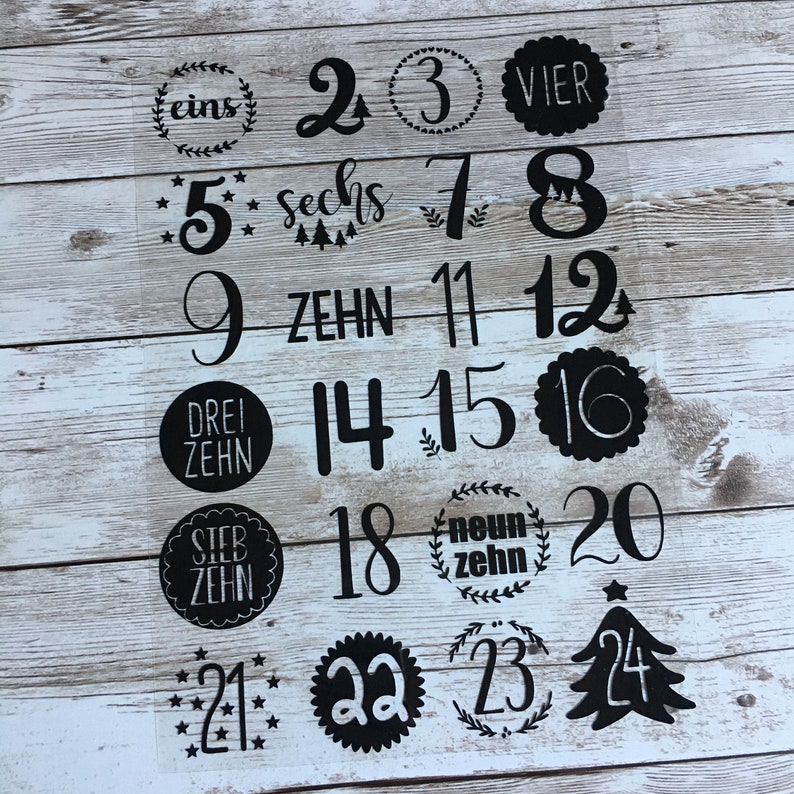 Numbers Advent calendar to iron, ironing numbers 1-24 