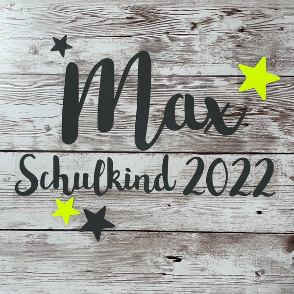 Bügelbild Name & Schulkind 2024, Bügelbild Schultüte, personalisiert