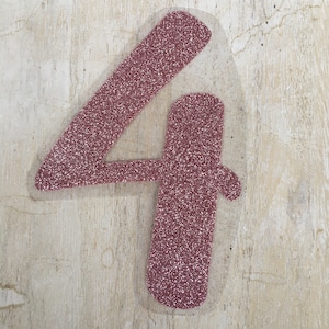 Iron-on number, glitter or flock, desired number, glitter application, personalized